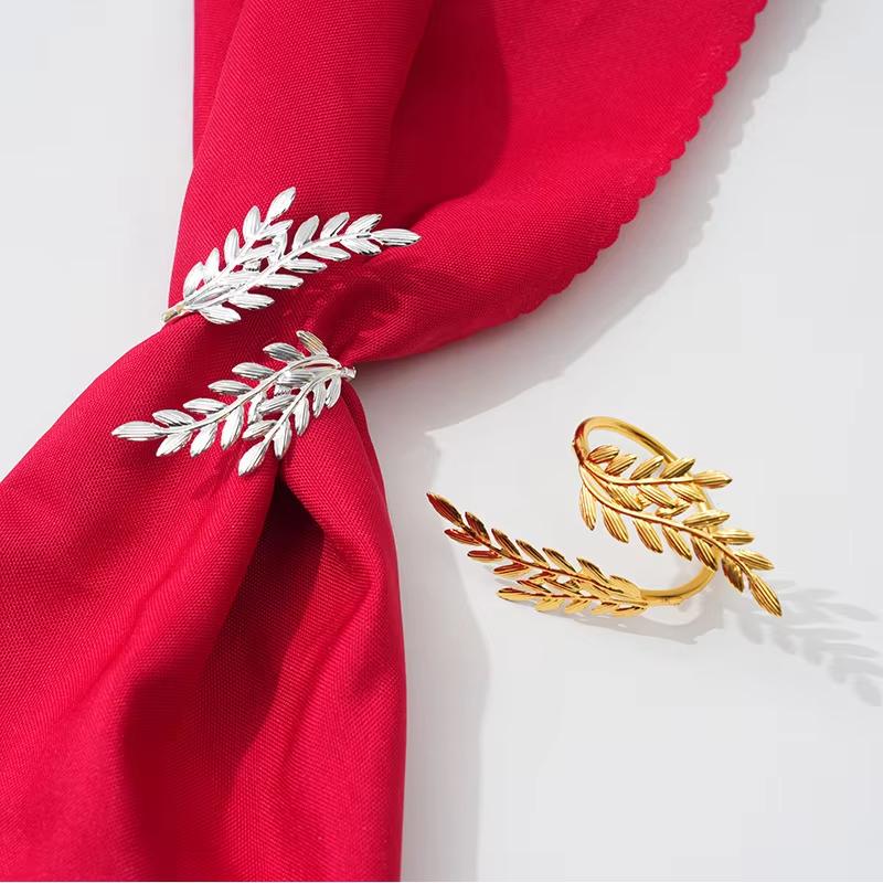 Stylish Gold Wheat Metal Leaf Napkin Rings Enhance Your Harvest Table Decor