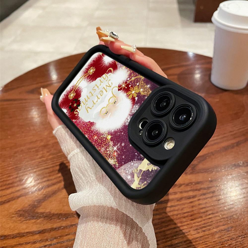 N105 рождественские и новогодние арт-мягкие чехлы для телефонов Angel Eyes для iPhone 16 15 14 13 11 Pro Max 8 7 6s Plus 12 mini XR XS Max SE противоударный чехол