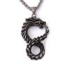 Stainless Steel Ouroboros Dragon Necklace - Norse Pagan Serpent Amulet for Medieval Cosplay & Fantasy Jewelry Gifts Men Women