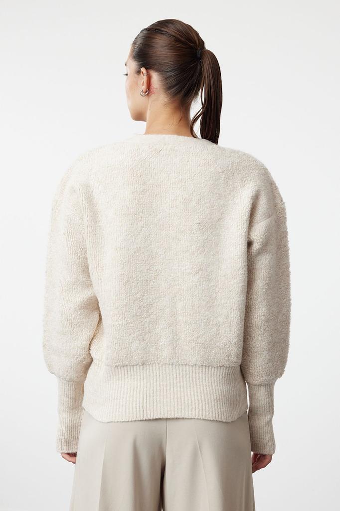 Женский кардиган в элегантном стиле, кардиган из мягкого текстурированного трикотажа с камнями