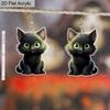 2D Flat Novelty Cat Earring Acrylic Animal Black Cat Dangle Drop Earring for Women Jewelry