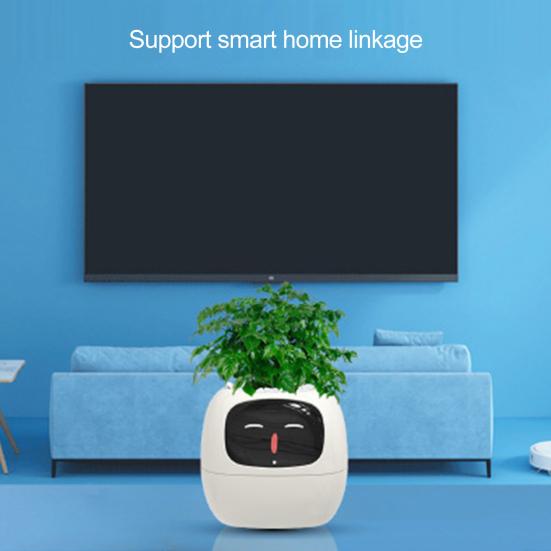 Умный цветочный горшок с выражениями AI Умный плантатор Робот Виртуальный питомец Умный цветочный горшок с 7 датчиками Время Температура Дисплей для садоводства Внутренний декор