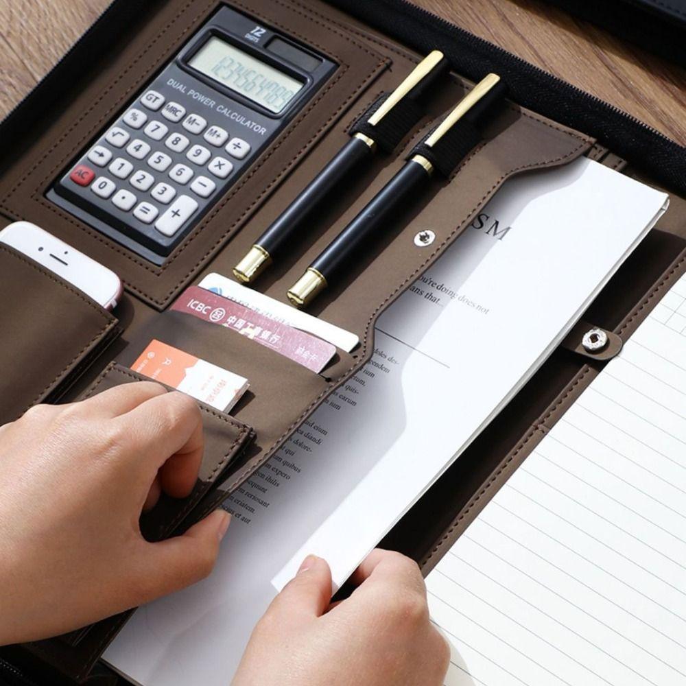 Папка для файлов формата А4 на молнии с калькулятором, блокнот для заметок на совещании, портативный бизнес-блокнот, совещание