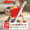 Toy Shopping Cart for Kids Baby with 26 Play Foods, Grocery Shopping Cart Playing Pretend Games Kids Shopping Cart Trolley Play Set
