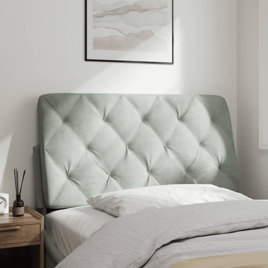 Headboard Pillow Light Grey 100 cm Velvet