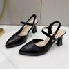 New Style Women's Shoes Pointed-toe Closed-toe One-strap Mom's Sandals and High Heels