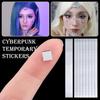 Горячие Серебряные Временные Наклейки Блестящие Techwear ИИ Будущее DIY Наклейки для Макияжа Водонепроницаемые Наклейки на Лицо Косплей Аксессуары