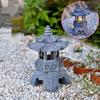 Solar Chinese Palace Lantern: Outdoor Zen Pagoda Statue Ornament, Resin Craft