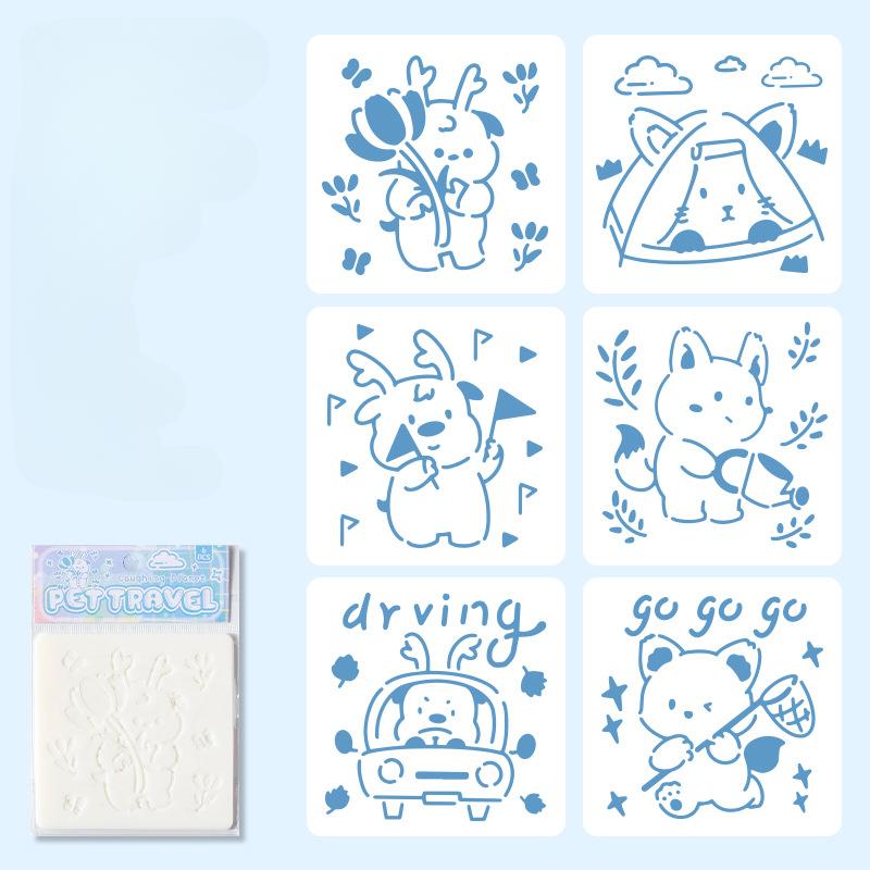 6 шт./набор цветочных трафаретов-бабочек для настенного скрапбукинга, небольшой креативный дизайн, декор своими руками, трафареты для живописи и декора