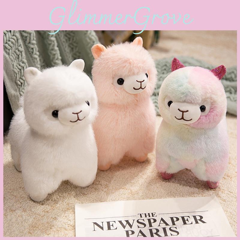 Colored Cartoon Glowing Alpaca Plush Toy Kids Doll Birthday Gift Home Decoration