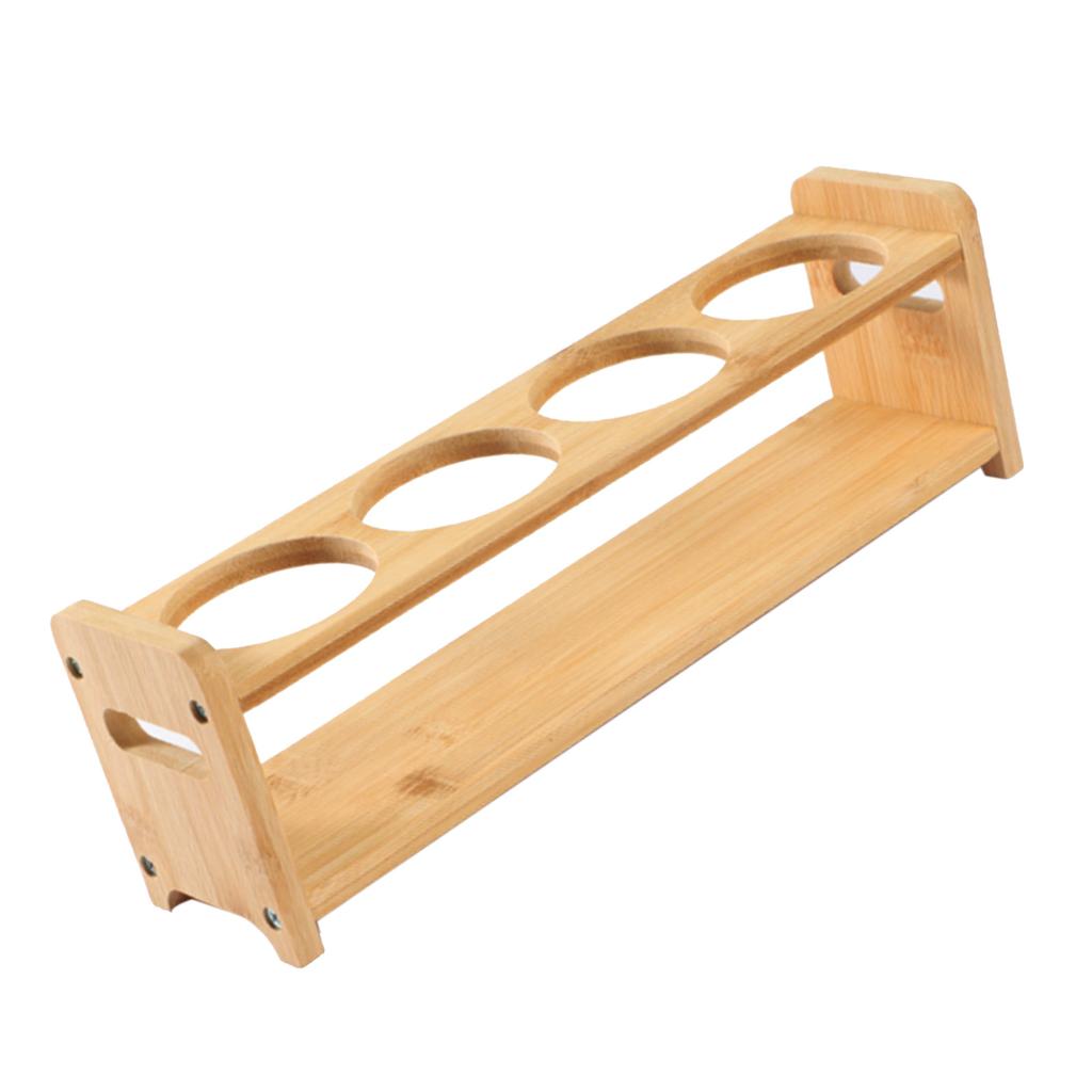 Подставка для хранения приправ из бамбукового дерева с 4 отверстиями, многофункциональная, нескользящая, экономящая место стойка для бутылок с маслом
