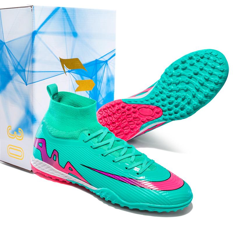 Розовые футбольные бутсы мужские новые длинные шипы молодежные спортивные тренировочные бутсы трава сломанные шипы тренировочные игровые бутсы