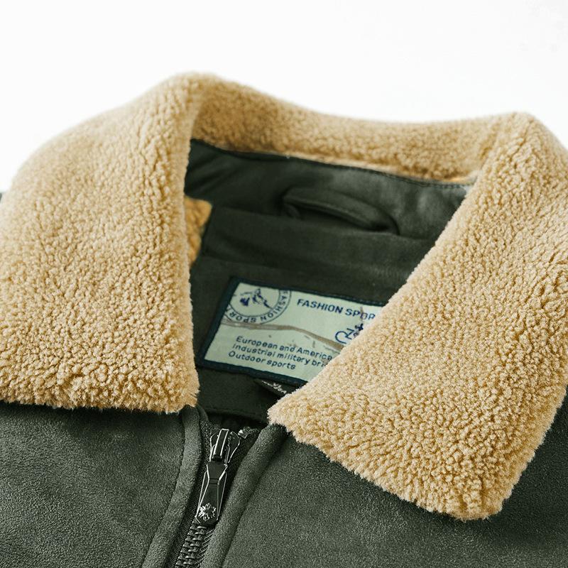 Осенне-зимнее замшевое хлопковое пальто, мужская рабочая одежда с лацканами, плюс бархатная куртка, молодежная свободная куртка в стиле ретро для мужчин
