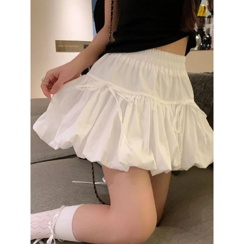 Летняя юбка-фонарик в стиле Харадзюку с эстетикой в стиле хип-хоп, белая милая мини-юбка А-силуэта, модные повседневные юбки для девушек в стиле корейской эмо-девушки