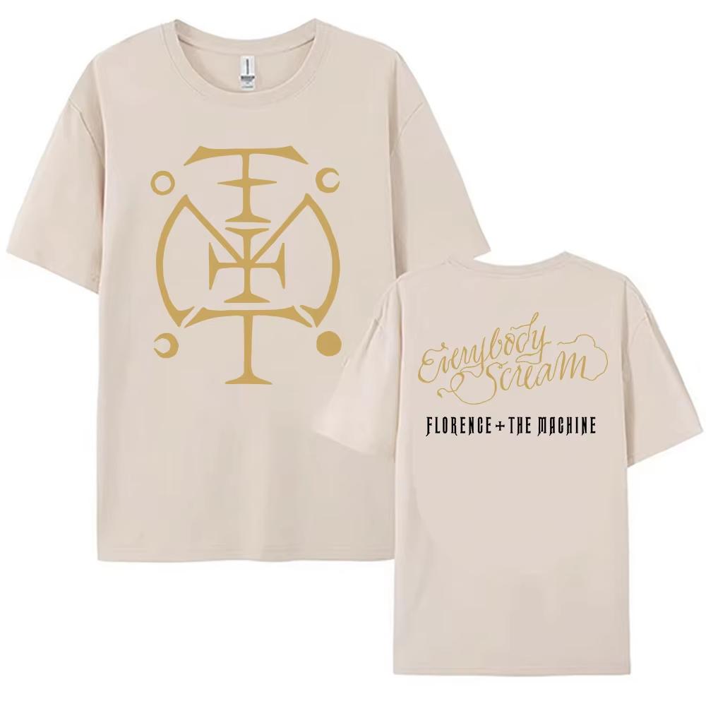 Florence The Machine Everybody Scream T Shirt Front Back Print Mystic Symbol Rock Print Tshirts Men Women Harajuku Hip Hop Punk Oversized T-shirt
