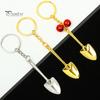 Novelty Mini Shovel Keychain Rustproof Corrosion-Resistant Compact Size Metal Spade Keyring Key Chain Hanging Pendant