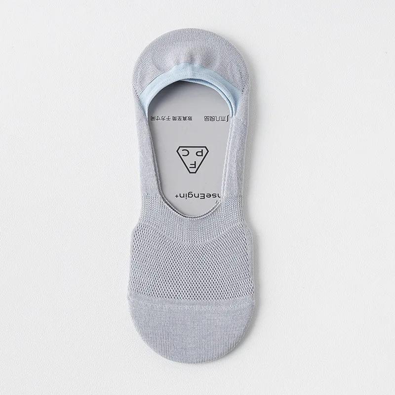 Cotton Sock Slippers Summer Thin Breathable Invisible No Show Socks Solid Color Non-slip Silicone Low Cut Socks