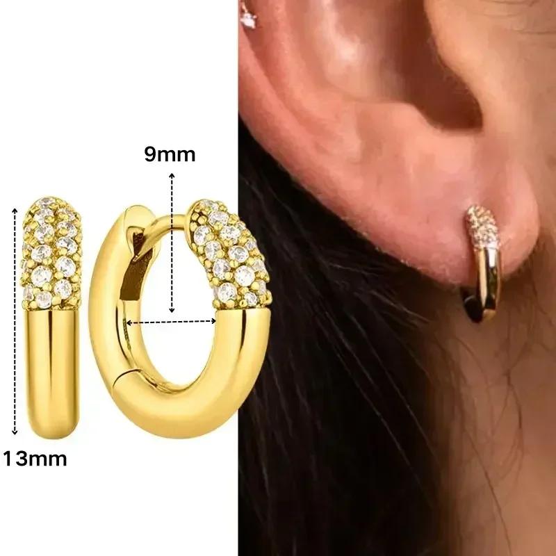 Серьги-кольца из серебра 925 пробы с многокольцевой застежкой, полностью усыпанные бриллиантами, золотые серьги для женщин, модные украшения