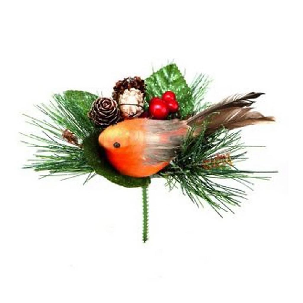 Premier Robin With Pine Cone Pick Christmas Decoration