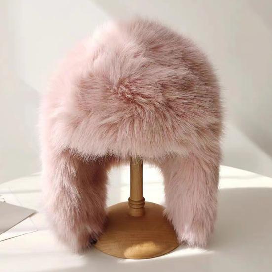 Плюшевая шапка Lei Feng, однотонная женская зимняя шапка, термошапка из искусственного меха лисы с длинной защитой ушей