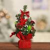 Tabletop Mini Christmas Tree Small Artificial Pine Tree with Xmas Ball Flower Ornament Burlap Base for Table Christmas Decor