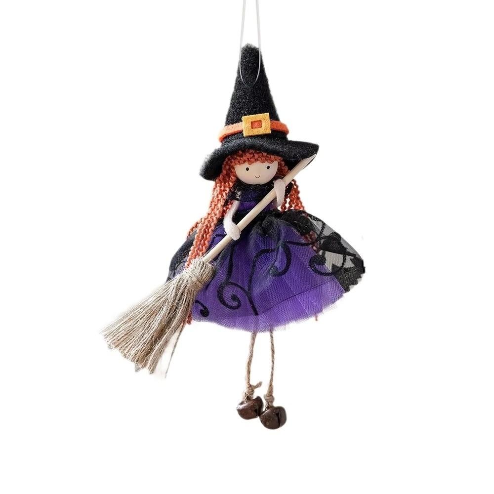 Kid Toy Broom Girl Angel Pendant Bell Foot Witch Figurine Handicraft  Party Supplies