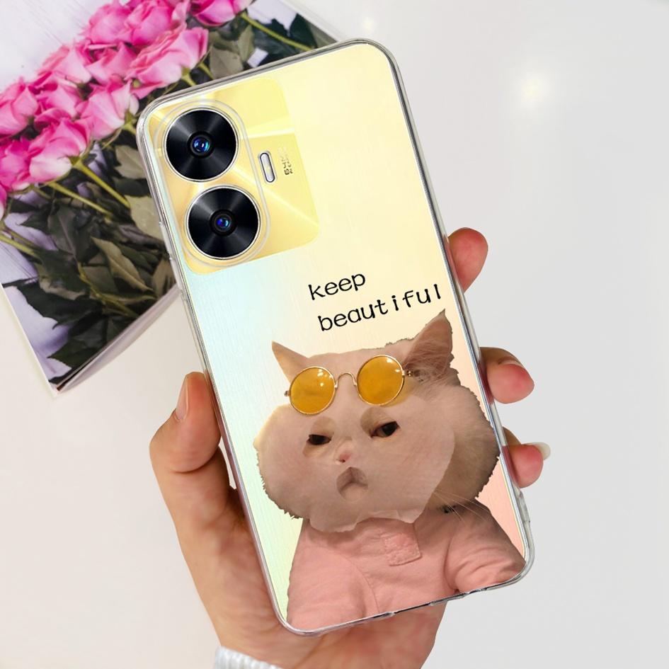 Чехол для Realme C55 RMX3710 Прозрачная крышка Модные узоры Мягкие силиконовые чехлы для телефона Для Realme C55 4G C 55 RealmeC55 Fundas