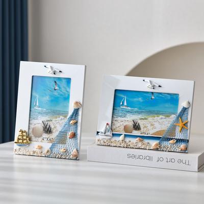 Mediterranean Style 6-inch Ocean Photo Frame Shell Starfish Wooden Photo Album Home Decoration Wooden Photo Frame Ornaments