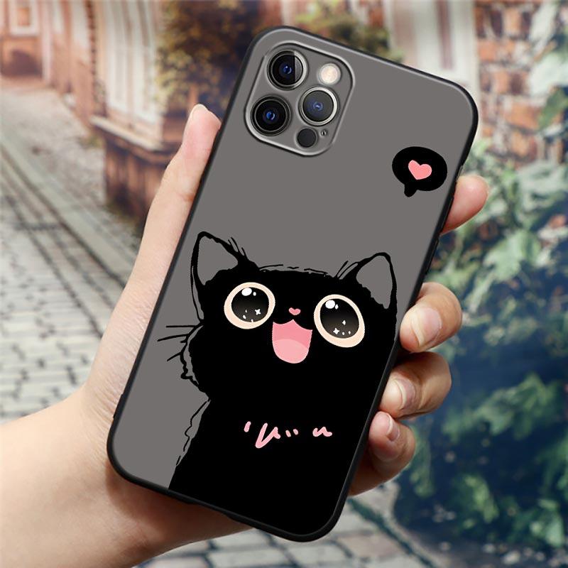 Черные Кошки Милый кот Привет Чехол для телефона Для Apple iPhone 16 15 14 13 12 11 Pro Max XR XS Max 7 8 Plus SE2 Задняя крышка Силиконовые чехлы