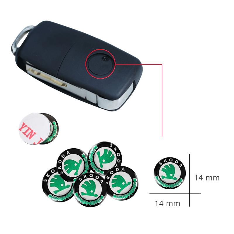 rkwcr1 14mm Car Remote Key Sticker Aluminum Emblem Decal For Skoda Octavia Kodiaq Fabia Superb Rapid Kamiq Karoq Derivati Yeti Enyaq A7