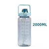 2L Portable Water Bottle Large Capacity Plastic Straw Water Cup Drink Bottle with Time Marker for Outdoor Sports Fitness Summer