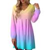 Women's Fashion Gradient V-Neck Long Sleeve Dress