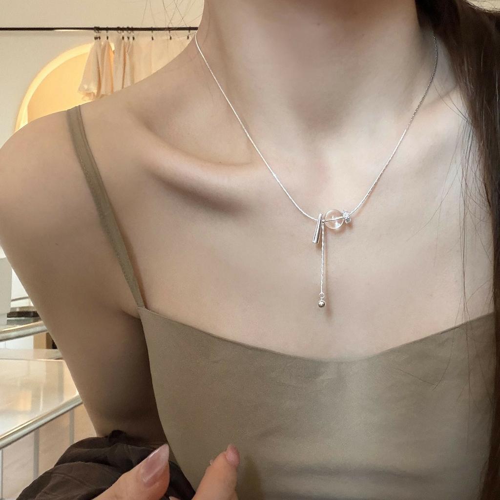 VENTFILLE 925 Sterling Silver Necklace For Women Sweet Clear Gentle Tassel Fashion Versatile Classic Jewelry Gift Dropshipping