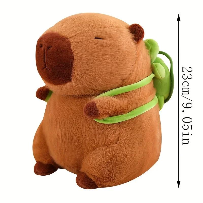 Strawberry Hat Capybara Plush Toy Simulation Turtle Backpack Capibara Stuffed Animals Papa Hand Circle Ring Small Size Pendant