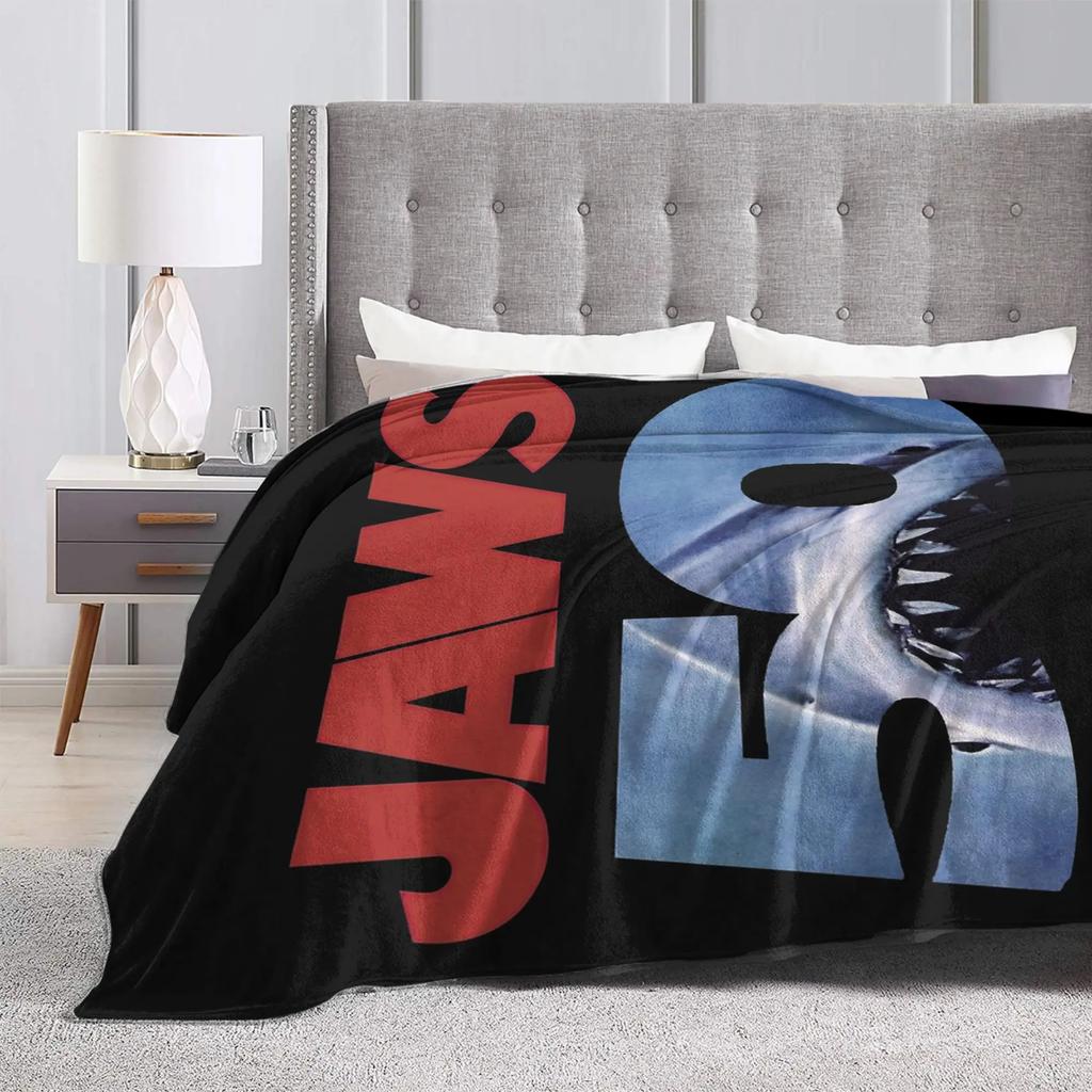 Jaws th Anniversary Retro Vintage s Movie Fuzzy Throw Blanket Lightweight Bedding Cover for Couch or Bed Personalized Design