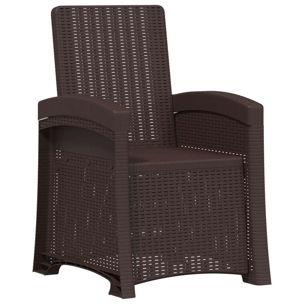 Garden Recliner Rattan Look 2 pcs Brown and Cream PP