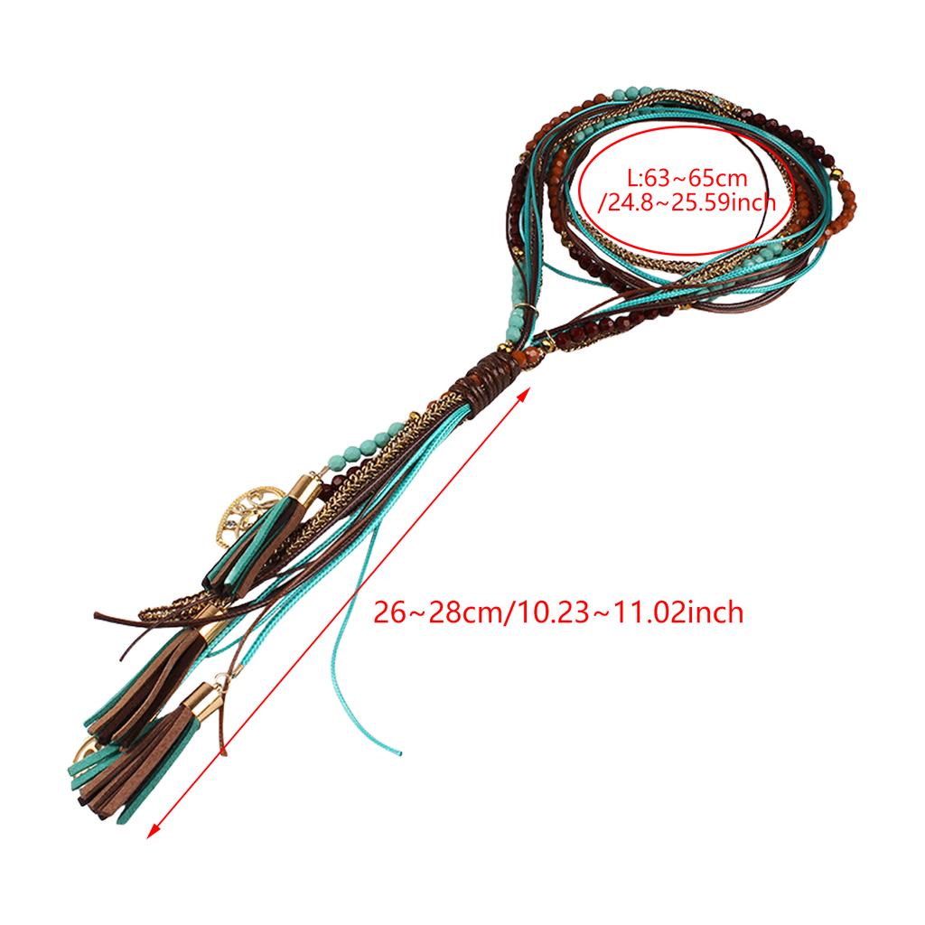 Многослойное ожерелье с длинными кисточками, женское ожерелье из бусин, ожерелье с мягкими кисточками для повседневного ношения