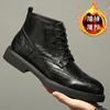 Ботинки Мартин мужские в британском стиле ретро короткие ботинки деловые туфли Брок высокие кожаные ботинки зимние с утолщенной подошвой рабочие кожаные ботинки