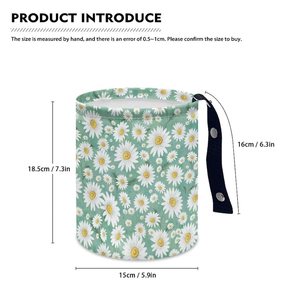 Daisy Cute Collapsible Portable Trash Can for Car Front Seat, Back Seat, Floor, Headrest Rubbish Bin