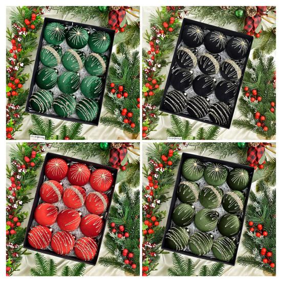 12 шт. Бархатные елочные шары, флокированные рождественские шары, небьющиеся пластиковые шары