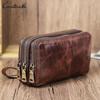 CONTACT'S Genuine Leather Clutch Wallets for Men Crossboday Bag Phone Bag Card Wallets Multi Zipper Design Handbag
