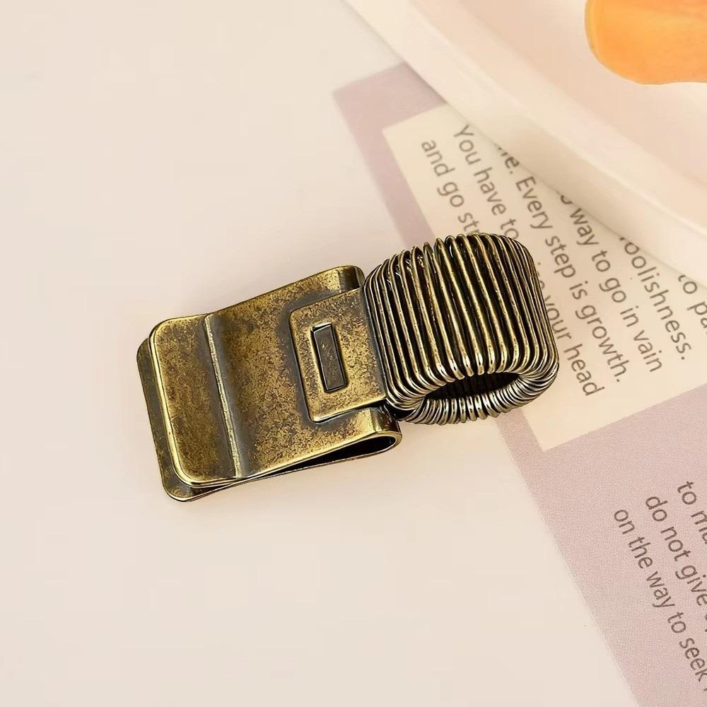 Multi-functional Spring Pen Clip Metal Pencil Holder Vintage Bookmark  Stationery Supplies