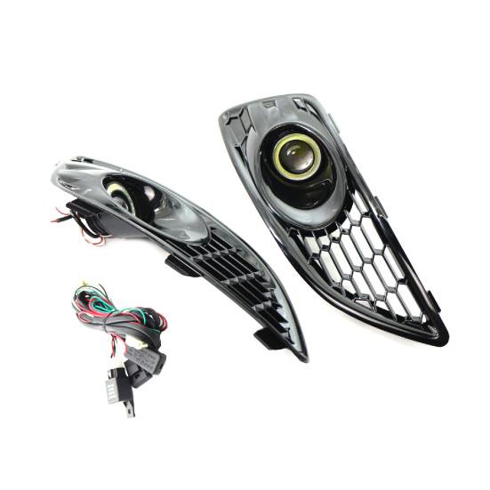 2Pcs LED Fog Light Long-lasting High Brightness White Lens Black Front Fog Lamp D2BZ15266CB for FORD FIESTA JA8 2013.01-2017.12