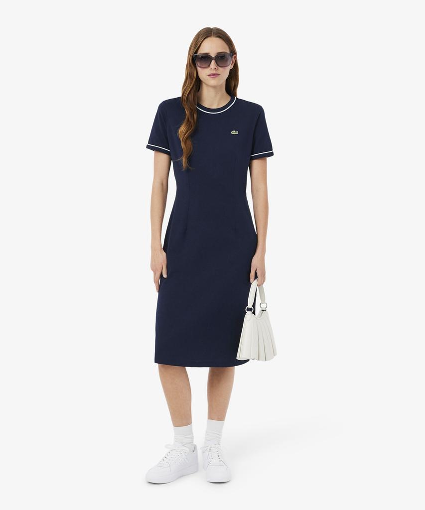 Женское платье-футболка LACOSTE с отделкой кантом Ef9855-56G 3Ui