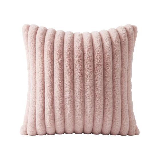 Imitation Rabbit Fur Pillowcase, Soft Plush Vertical Strip Design Throw Pillow Case, Decorative Cushion Cover for Sofa Bed Chair