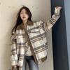 Women's Spring and Autumn Vintage Loose Plaid Suit Wool Jacket