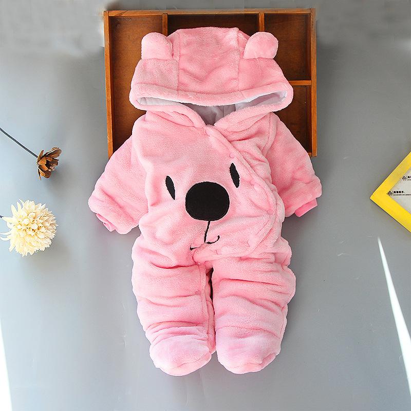 Комбинезон Born Fleece Baby Cute Animal, зимний комбинезон для мальчиков и девочек из хлопка, одежда для новорожденных, теплые детские ножки, цельный