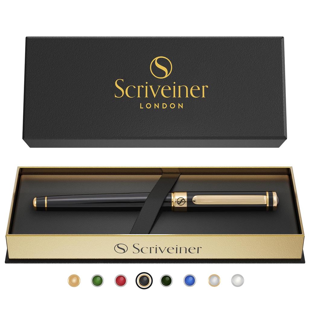 Ручка-роллер Scriveiner Finest 24K Gold Finish Schmidt Ink со стержнем Прекрасный подарочный набор, идеально подходящий для мужчин и женщин, для профессионального офиса руководителя