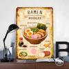 Ramen Noodles With Ingredients Printed Poster Customized Wall Art Retro Vintage Metal Tin Signs for Aesthetic Room Decor Men