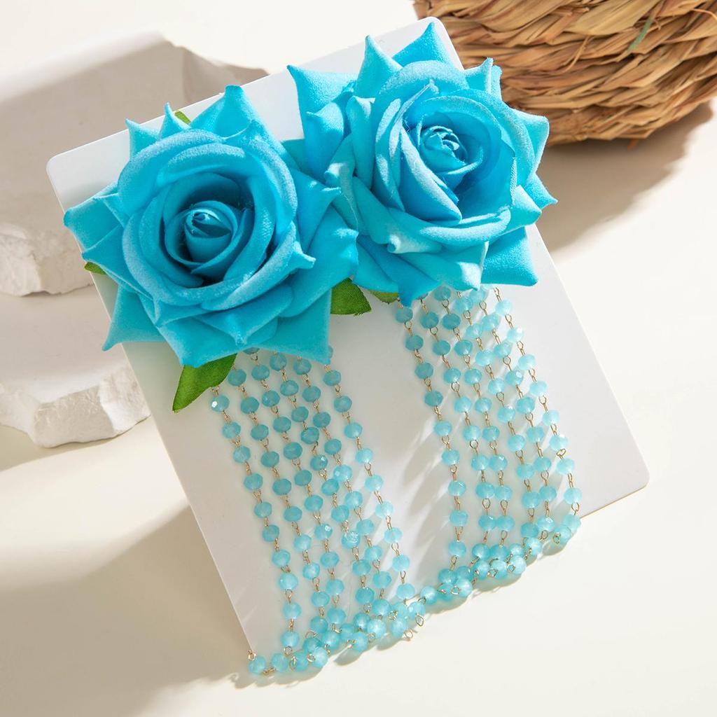 Летняя мода, новые серьги с имитацией цветка Dorp, ювелирные изделия из розового цветка, пляжные аксессуары для женщин, вечеринок, свадебных аксессуаров